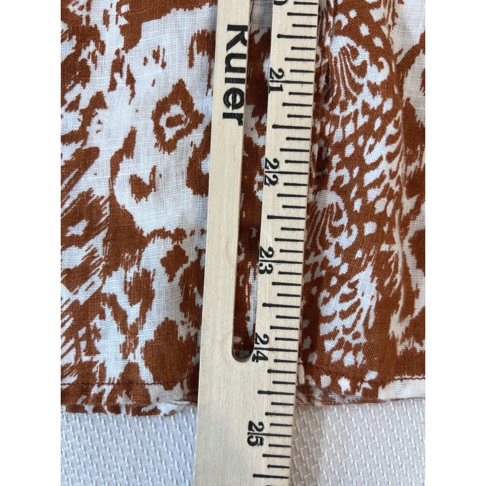 GARNET HILL (8)100% Linen-Button Up Shirt-Rusty White-Abstract-Resortwear-Luxury - Picture 11 of 12